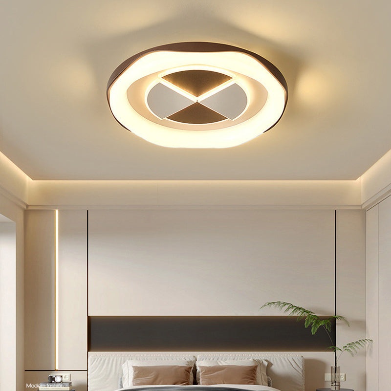Contemporary Nordic Round Square Splicing Roto-molding Iron Lampshade LED Flush Mount Ceiling Light For Bedroom