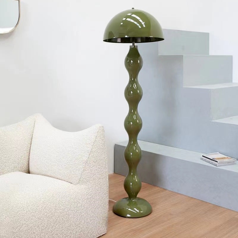 Contemporary Scandinavian Cream Mushroom Semi-circle Iron 1-Light Standing Floor Lamp For Living Room