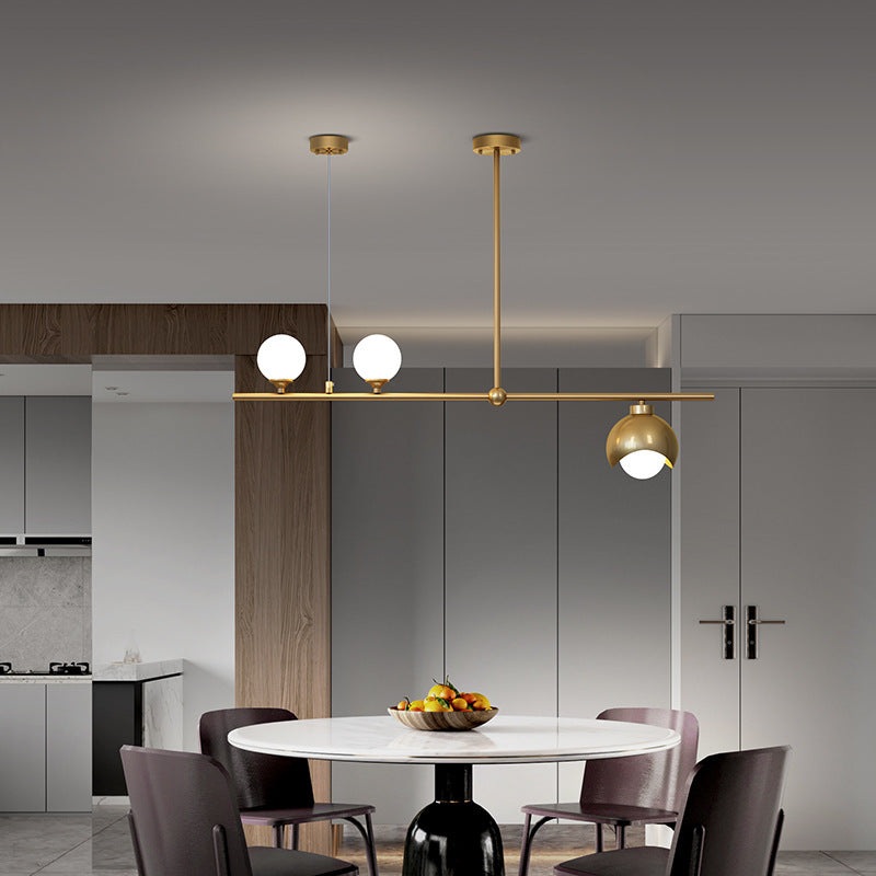 Contemporary Scandinavian Magic Bean Strip Glass Brass 3/4 Light Chandelier For Living Room