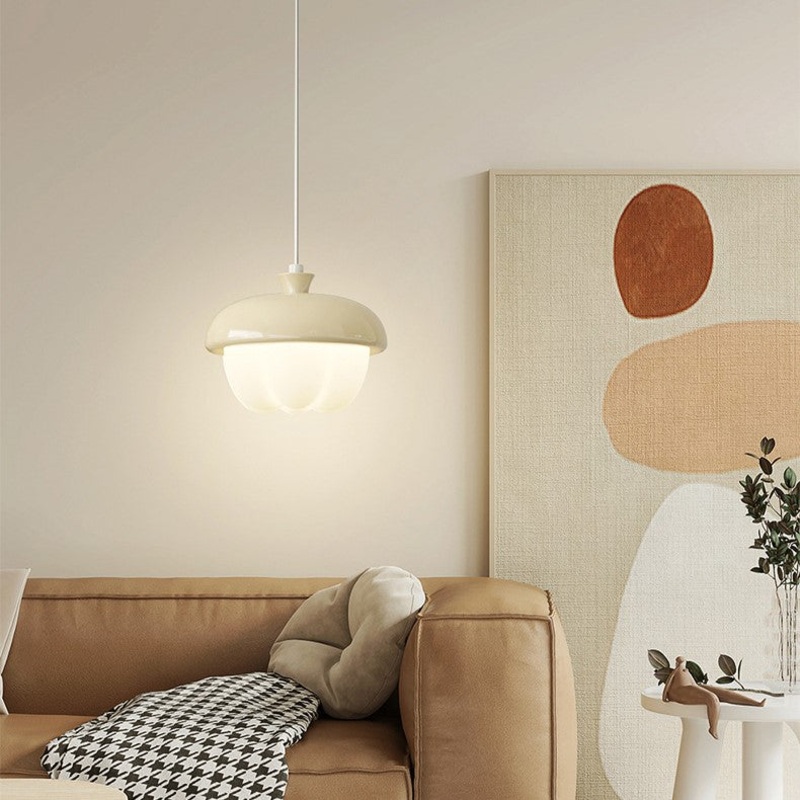 Contemporary Scandinavian Pinecone Shape Round PE Iron LED Pendant Light For Bedroom