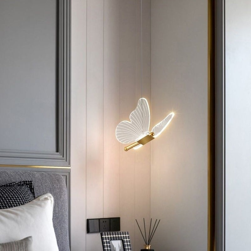 Modern Luxury Butterfly Iron Acrylic LED Pendant Light For Living Room