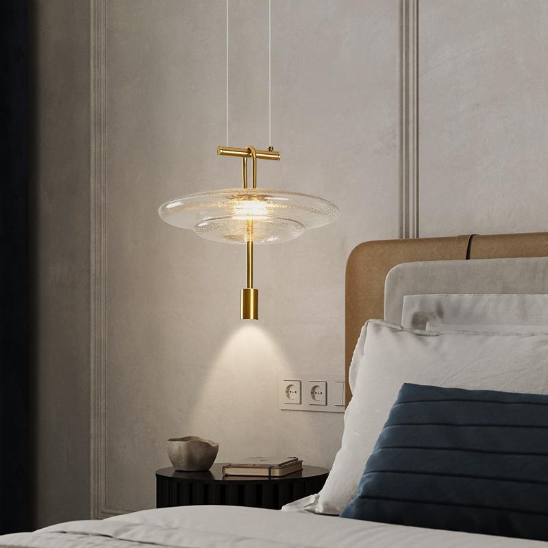 Modern Luxury Dome Oval Glass Lampshade Iron LED Pendant Light For Dining Room