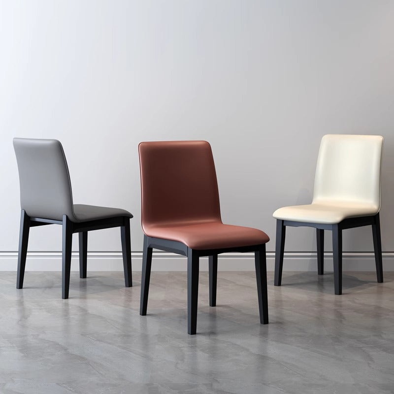 Modern Luxury Rectangle Square Tech Fabric Rubberwood Dining Chair Backrest Armless For Dining Room