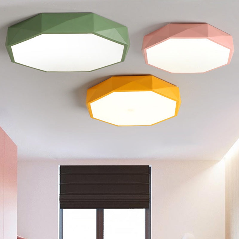 Modern Minimalist Kids Diamond Shape Iron Acrylic Shade LED Flush Mount Ceiling Light For Bedroom