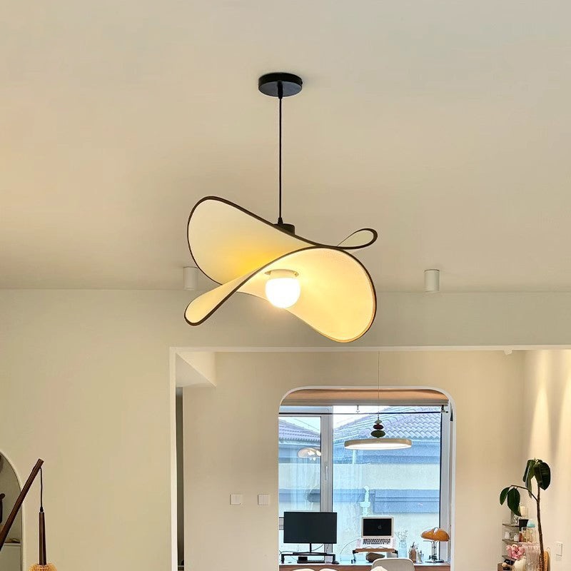 Traditional French Scalloped Arc Fabric Iron 1-Light Pendant Light For Living Room