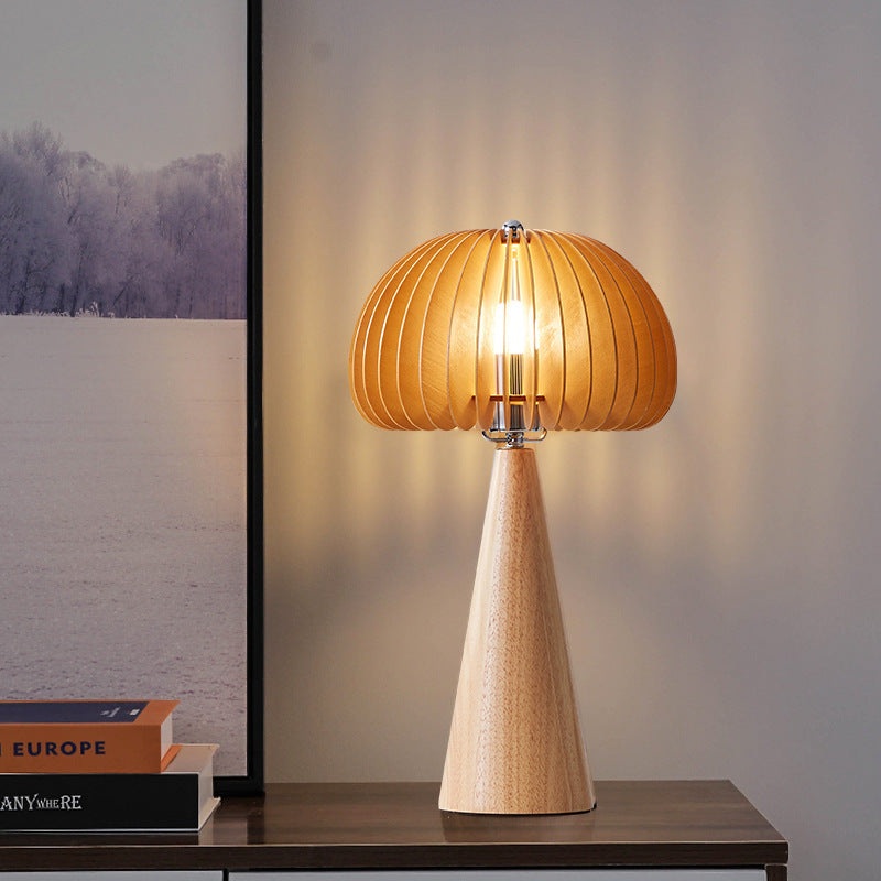 Traditional Vintage Oval Iron Wood 1-Light Table Lamp For Living Room