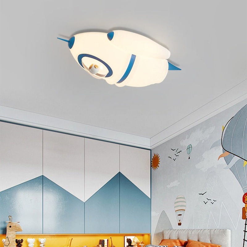 Contemporary Creative Kids Rocket Iron Acrylic LED Flush Mount Ceiling Light For Bedroom