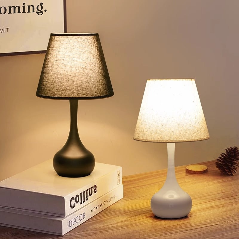 Contemporary Creative Round Teardrop Shape Scalloped Fabric Iron 1-Light Table Lamp For Living Room