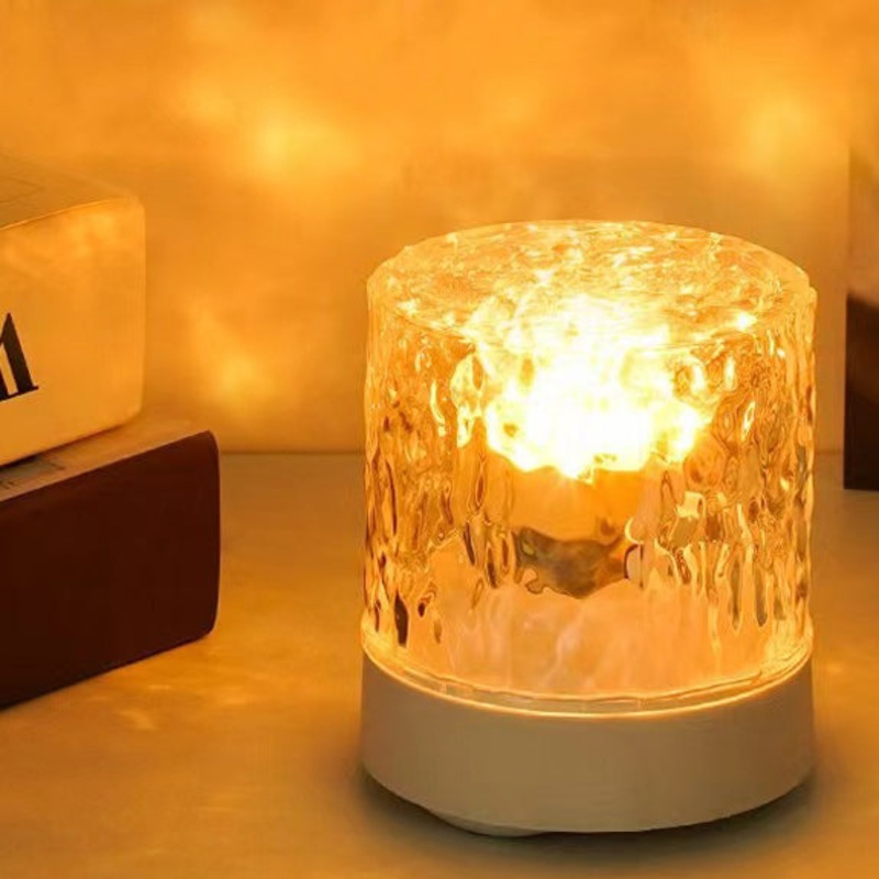 Contemporary Creative USB Rechargeable Acrylic Cylinder Ripple LED Table Lamp Night Light For Bedroom