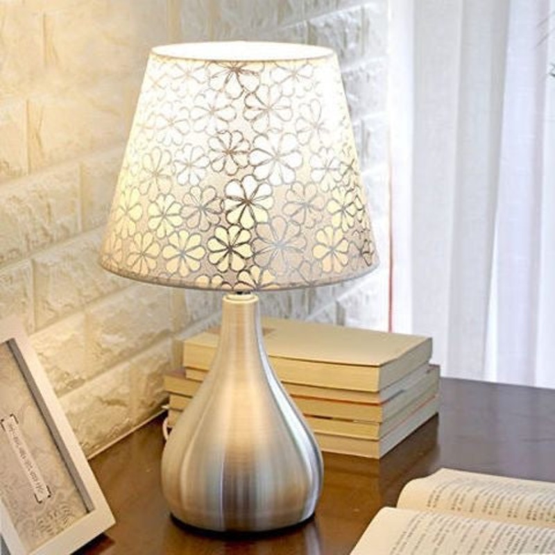 Contemporary Creative Water Drop Shape Round Fabric PVC Aluminum 1-Light Table Lamp For Living Room