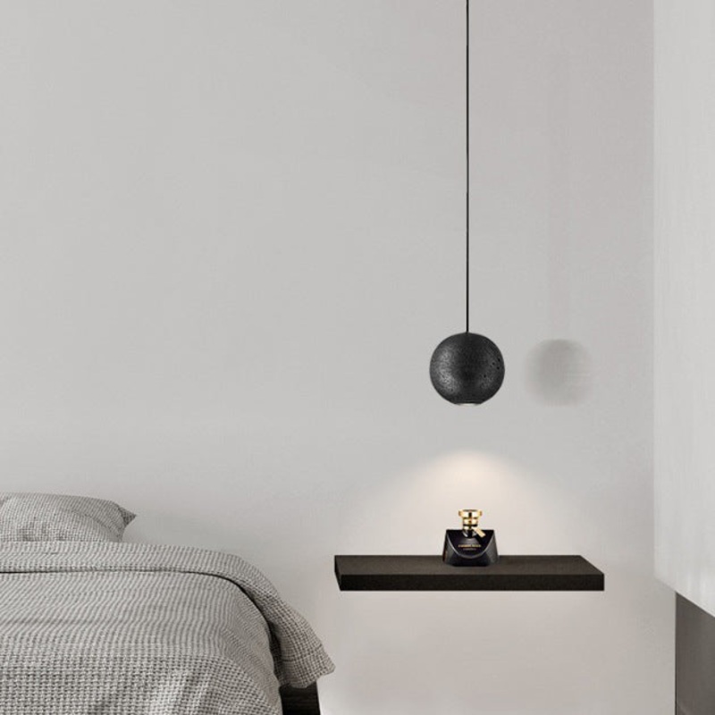 Contemporary Nordic Copper Black Hole Stone Orb Shape 1-Light Pendant Light For Living Room