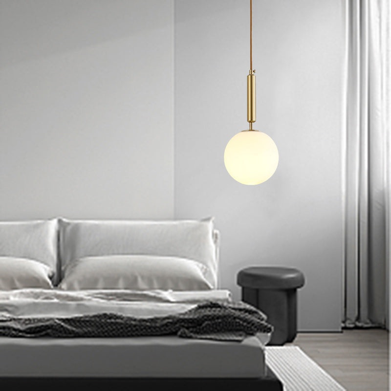 Contemporary Nordic Globe Copper Glass 1-Light Pendant Light For Living Room