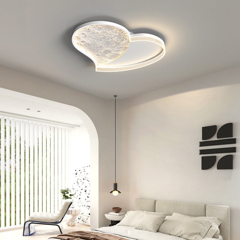 Contemporary Scandinavian Iron Acrylic Round Cloud Heart Moon LED Flush Mount Ceiling Light For Bedroom