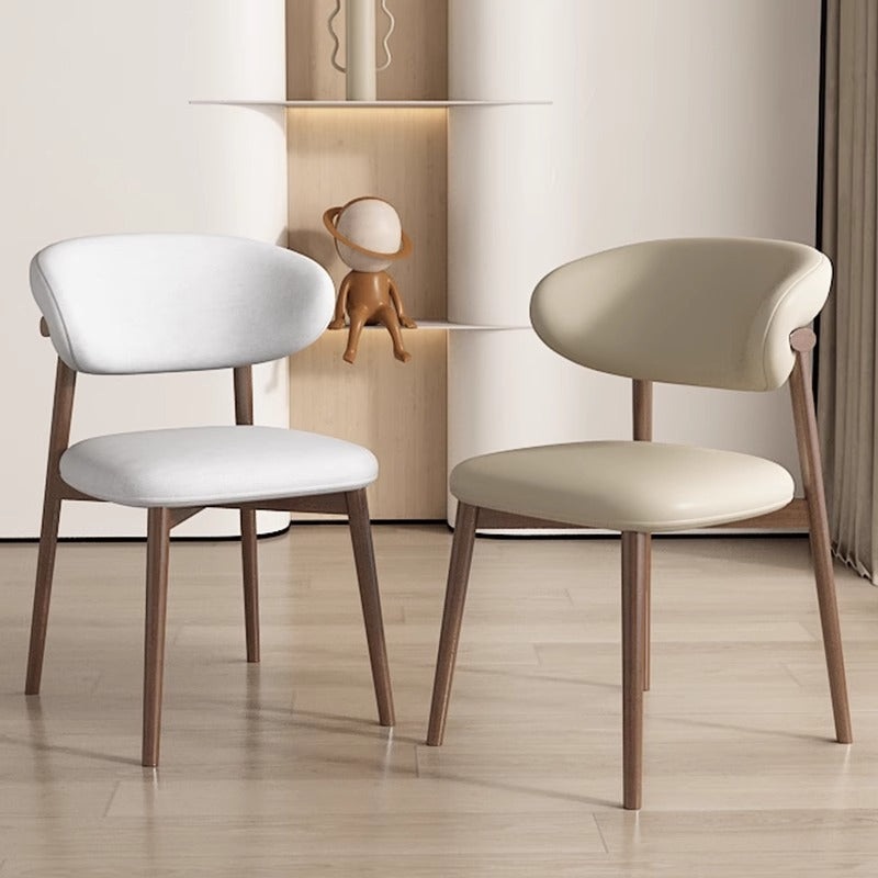 Contemporary Scandinavian Iron Leather Sponge Square Dining Chair Backrest Armless For Dining Room