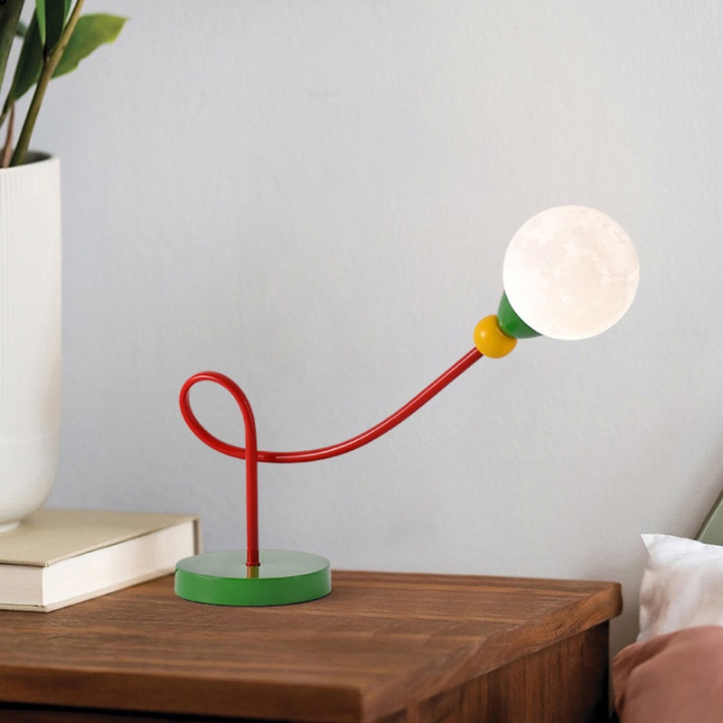 Modern Art Deco Kids Iron PLA Moon Wired 1-Light Table Lamp For Study