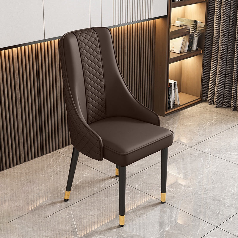 Modern Luxury Curved Leather Carbon Steel Dining Chair Backrest For Dining Room
