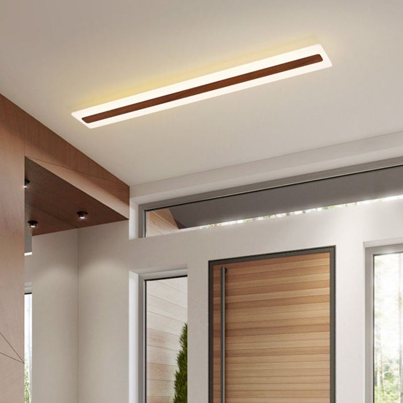 Modern Minimalist Rectangular Strip Iron Acrylic LED Flush Mount Ceiling Light For Hallway