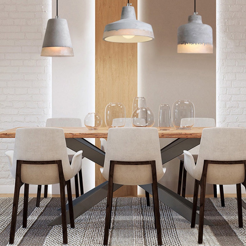 Contemporary Industrial Cylinder Prism Cement Resin 1-Light Pendant Light For Dining Room