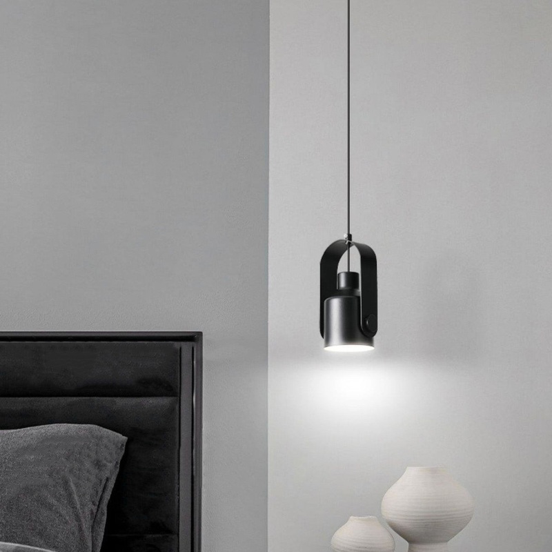 Contemporary Nordic Adjustable Round Cylinder Metal 1-Light Pendant Light For Bedroom