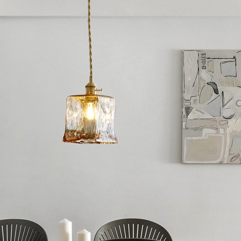 Contemporary Nordic Geometric Jar Glass 1-Light Pendant Light For Living Room