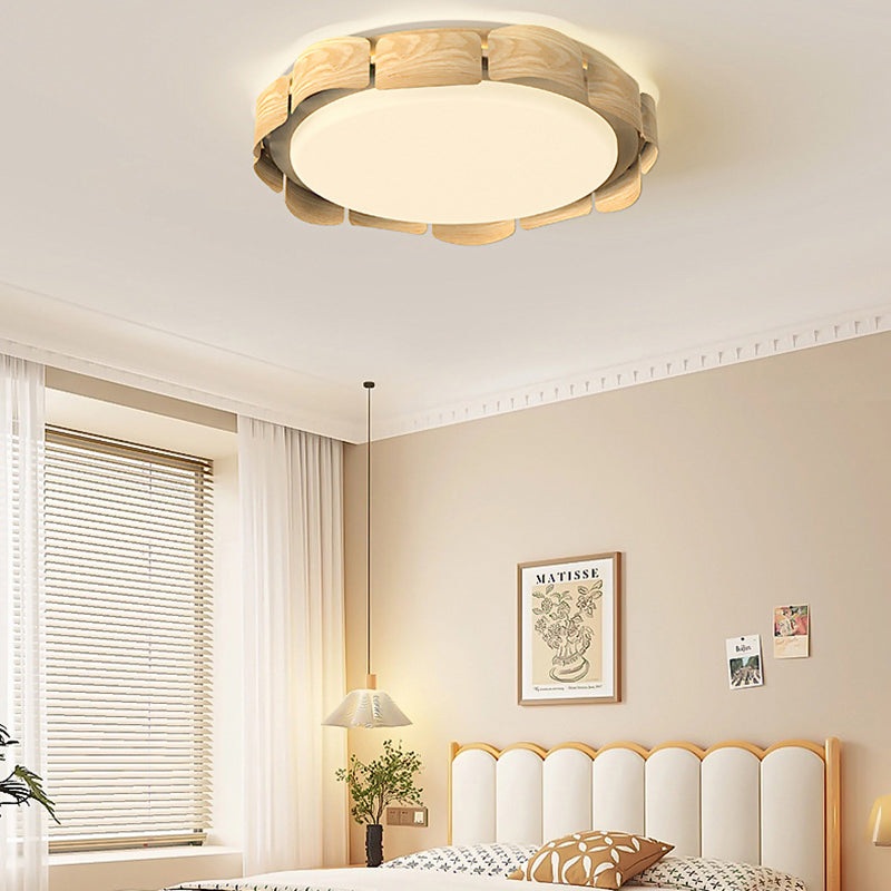 Contemporary Retro Round Curved Iron Acrylic LED Flush Mount Ceiling Light For Living Room