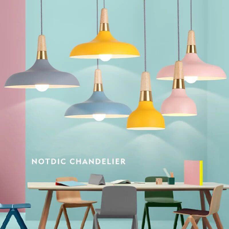 Iron Lampshade Colorful 1-Light Adjustable Length Single Dome Pendant Light