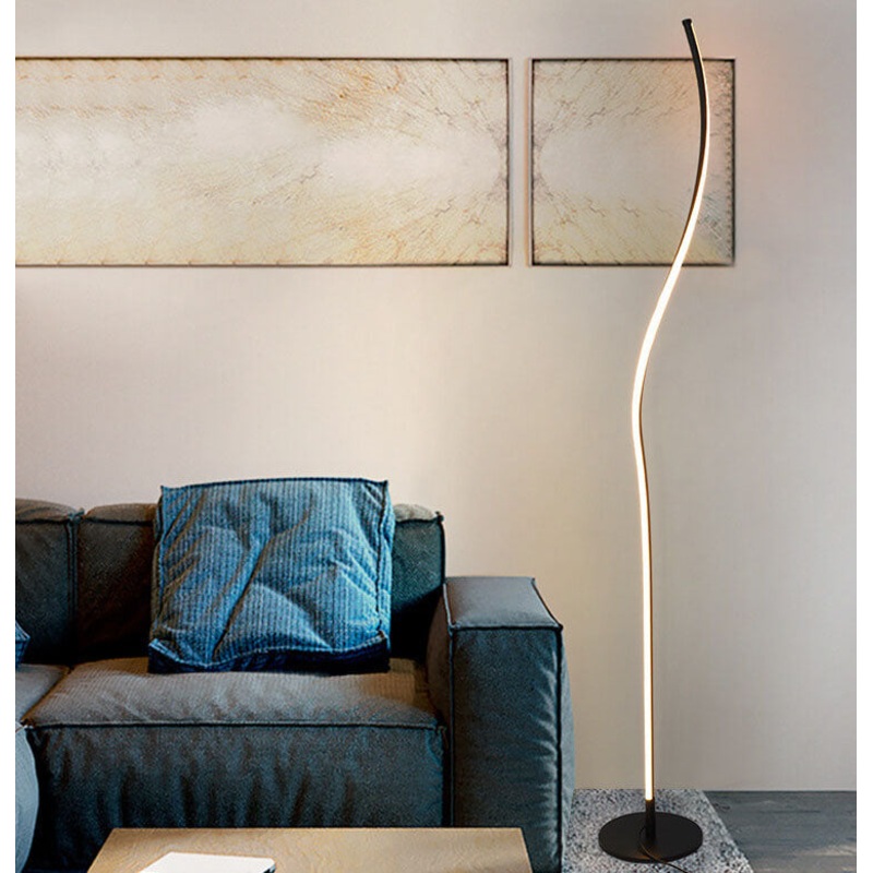 Minimalist Line 1-Light Bending Line LED Floor Lamps