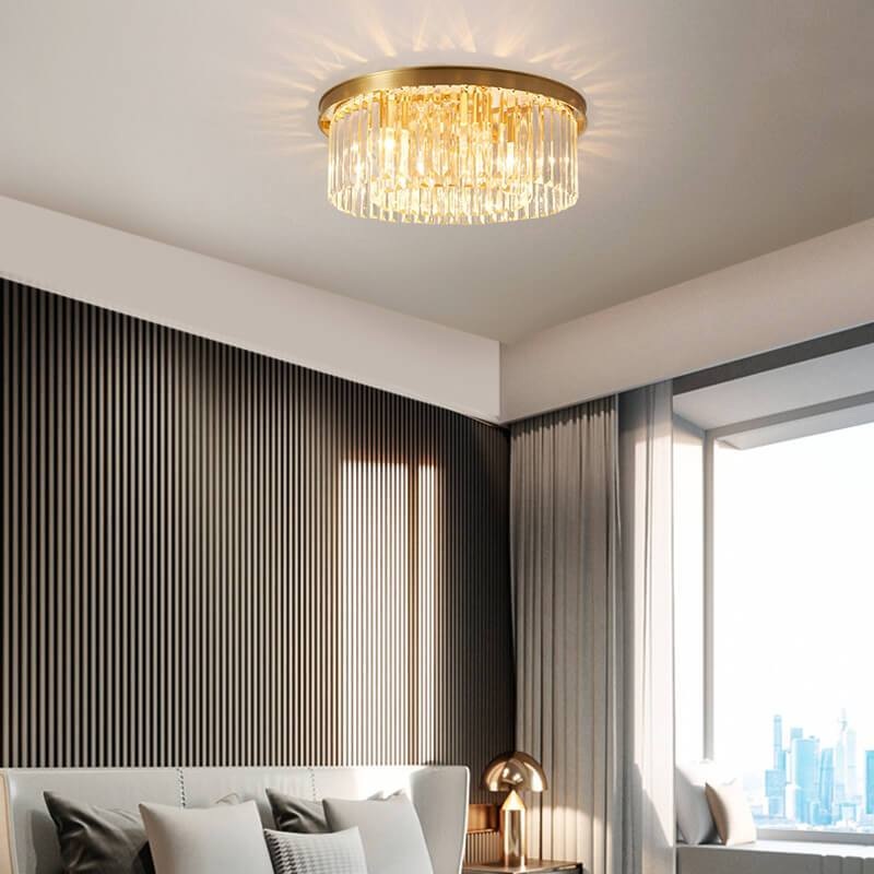 Modern Crystal 1-Light Circle Flush Mount Lighting