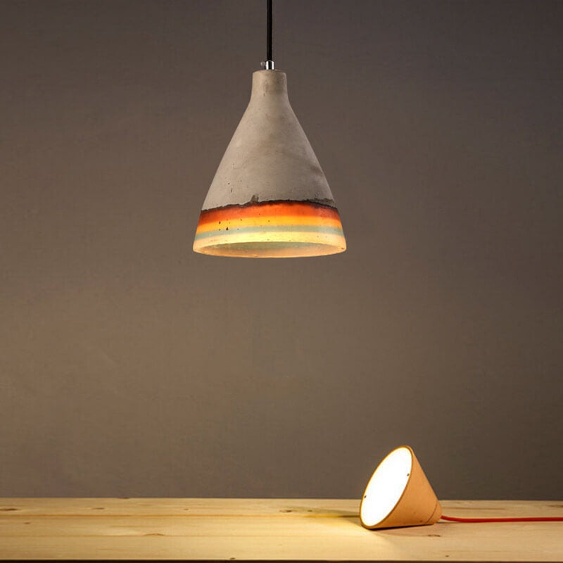Resin Cement 1-Light Bell Rainbow Pendant Light