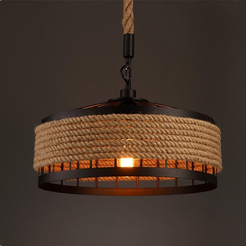 Sisal Rope 1-Light Dome Pendant Light