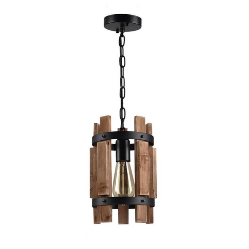 Wooden Fence 1-Light Cylindrical Pendant Light