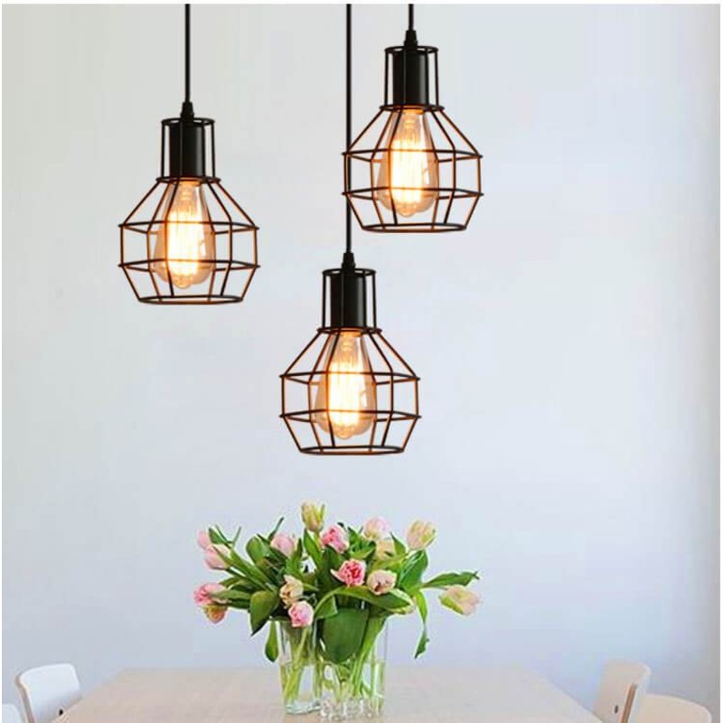 Wrought Iron Openwork 1-Light Vase Shade Pendant Light