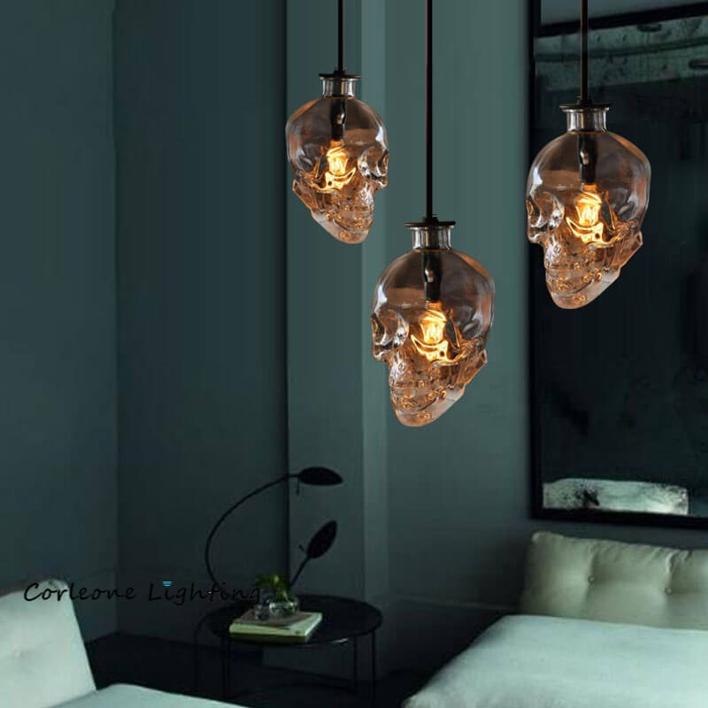 Skull Glass 3-Light Chandeliers