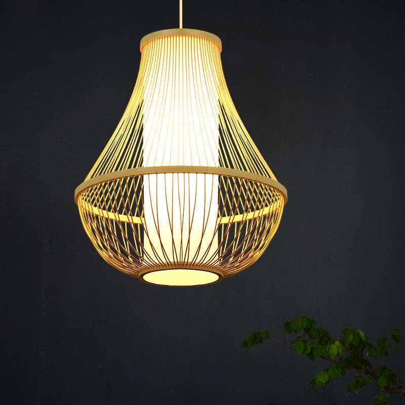 Bamboo Weaving Teardrop Shade 1-Light Pendant Light