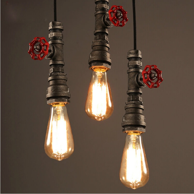 Industrial Retro Water Pipe Aged Metal 1-Light Pendant Light