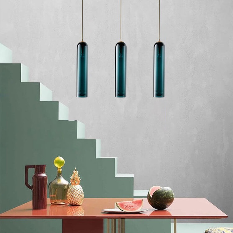 Minimalist Tube-Shaped Glass 1-Light LED Pendant Light