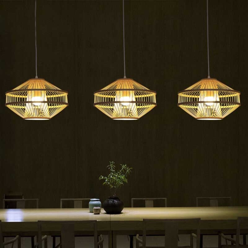 Modern Bamboo Weaving 1-Light Globe Lantern Pendant Light