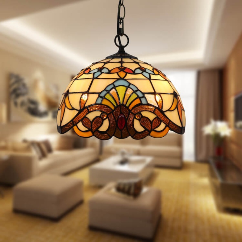 Tiffany Stained Glass 1-Light Bowl Shape Pendant Light