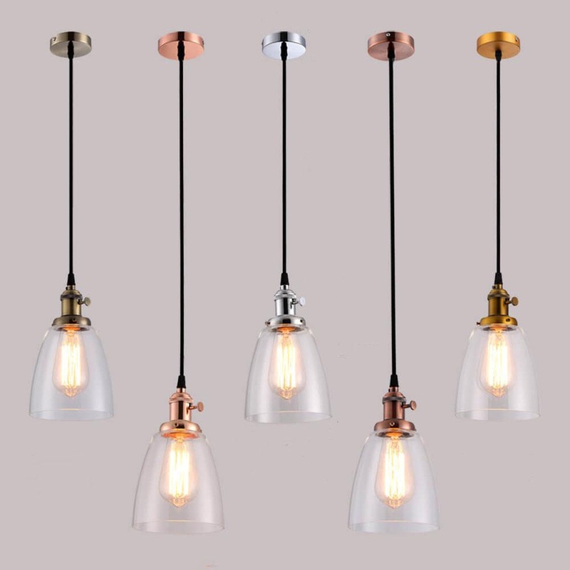 Industrial Retro Glass Bell Shade 1-Light Pendant Light