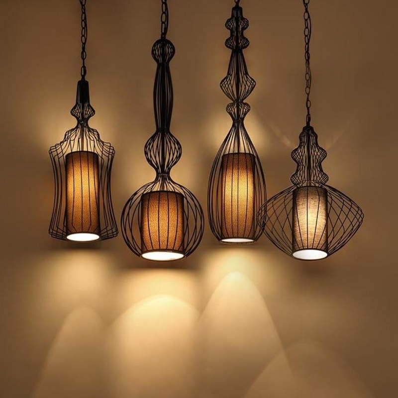 Industrial Retro Metal Birdcage 1-Light Lantern Pendant Light