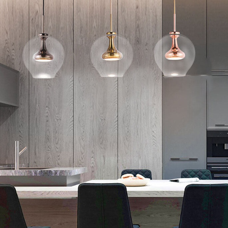 Modern Minimalist Oval Shape Glass 1-Light LED Pendant Light