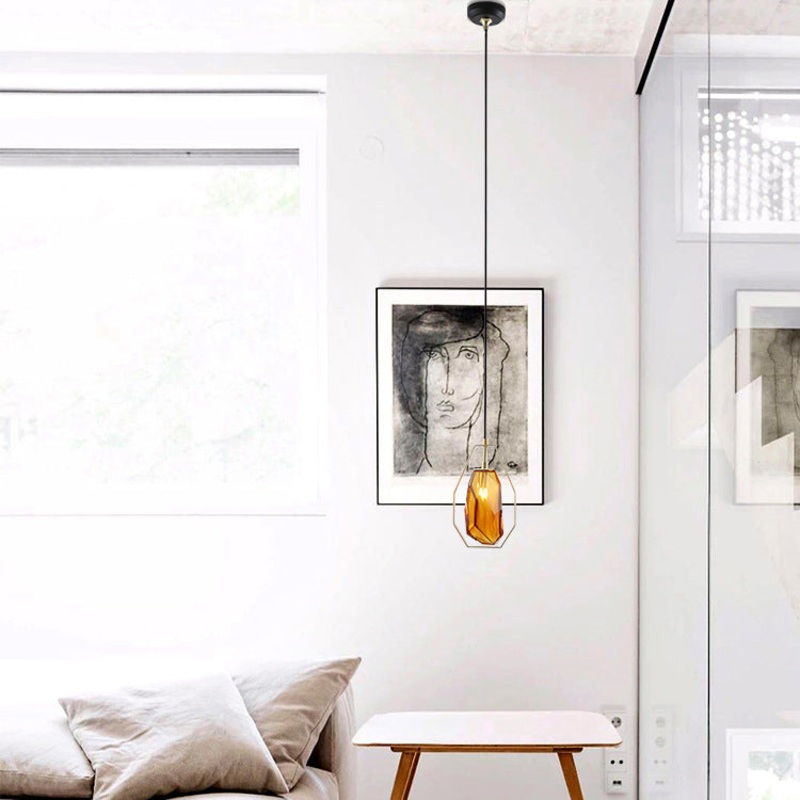 Post-modern Stained Glass Ring 1-Light Pendant Light