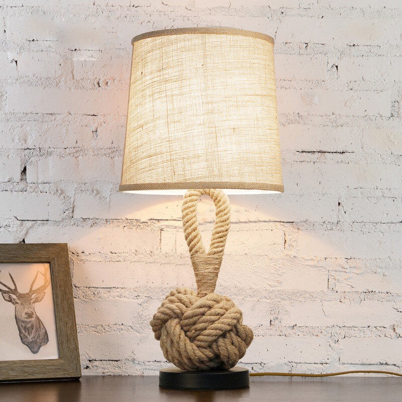 Vintage Fabric Twine Knot 1-Light Table Lamps