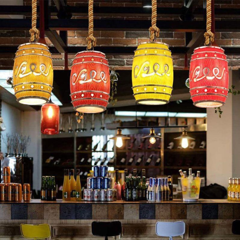 Vintage Wine Barrel Resin 1-Light Pendant Light