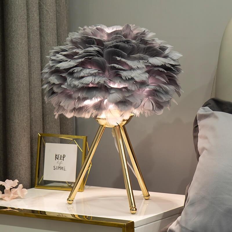 Modern Swan Feather 1-Light Globe Standing Table Lamp