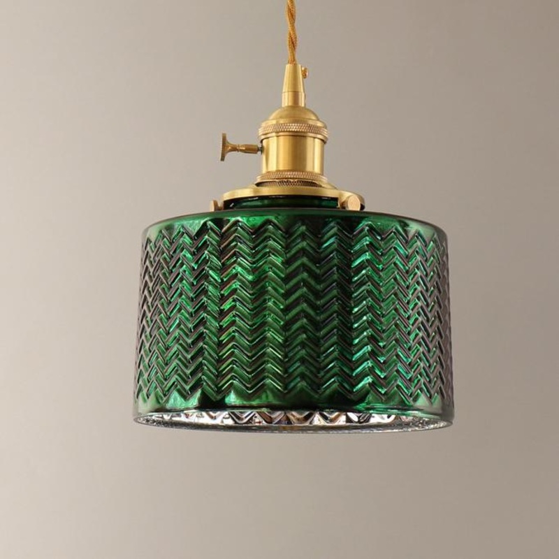 Nordic Vintage Green Brass Glass 1/2/3 Light Island Light Chandelier