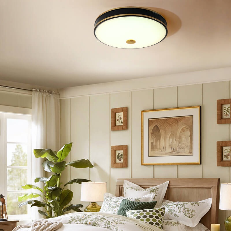 Retro Round Circle Iron  1-Light LED Flush Mount Ceiling Light