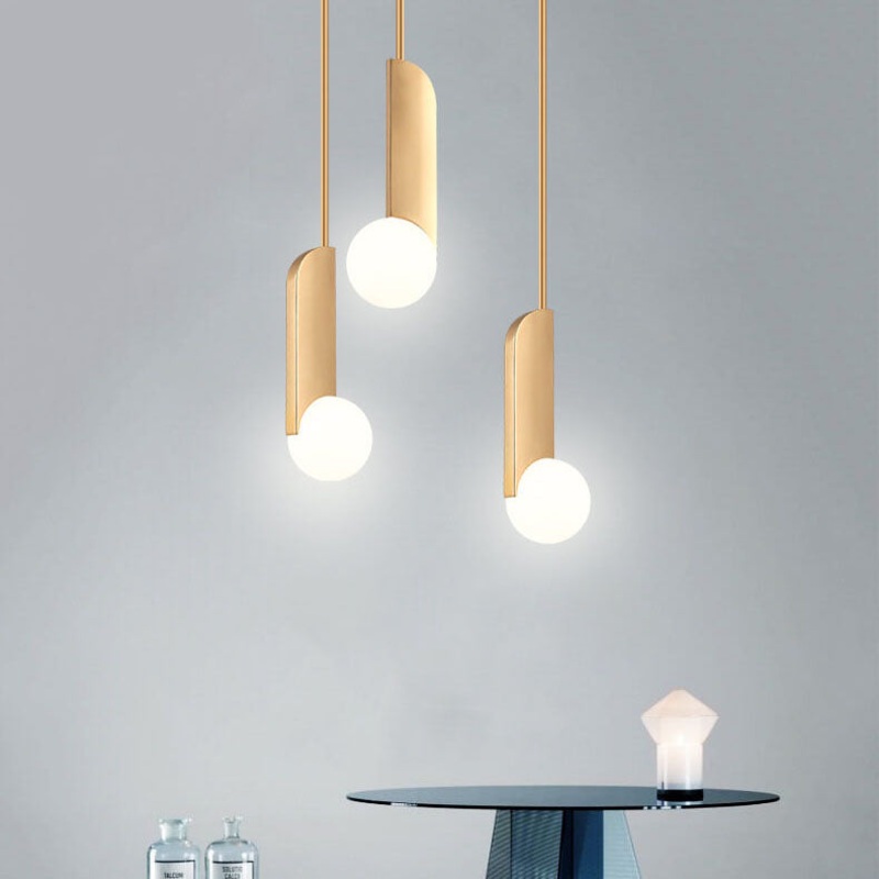 Simple Gold Metal Patchwork Glass Globe 1-Light LED Pendant Light