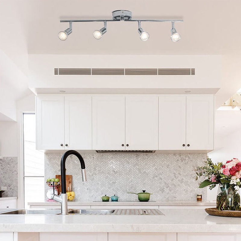 Simple Iron 4-Light Track Adjustable Spotlight Flush Mount Ceiling Light