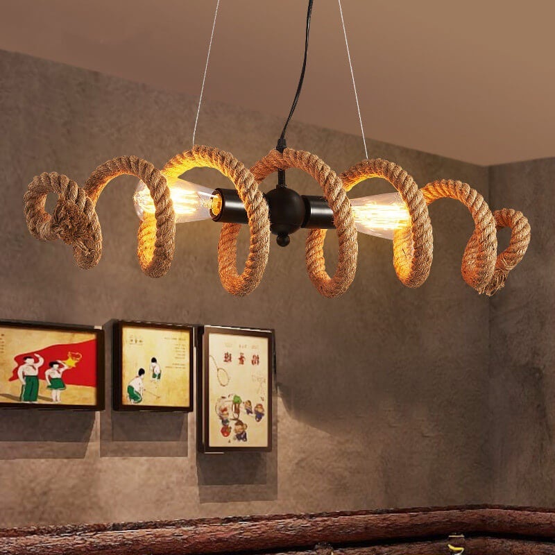Vintage Weaving Rope Spiral Wave  2-Light Chandelier